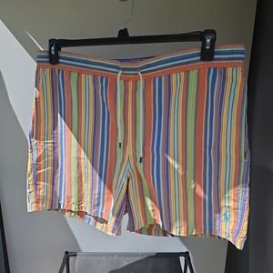 Polo Ralph Lauren Mens Multi-Color Vert Striped Lined Board Shorts Trunks‎ Large